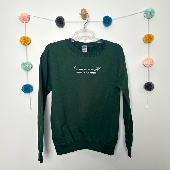 Taylor Swift Folklore Seven Lyrics Dark Green Pullover - Picture 1 of 5